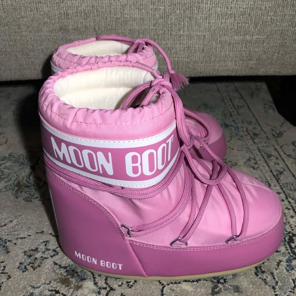 Moon Boot Icon Low Pink Nylon Boots - Picture 6 of 14